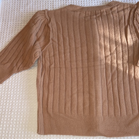 FREE PEOPLE SLOANE Short Elbow Sleeve Cardigan Size Small Peach Blush Pink NEW! - Picture 10 of 16